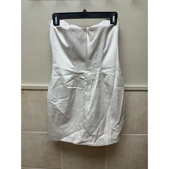 House of CB Ariella Ivory Satin Crystal Embellished Bow Dress. Sz M. NWT - Picture 8 of 15